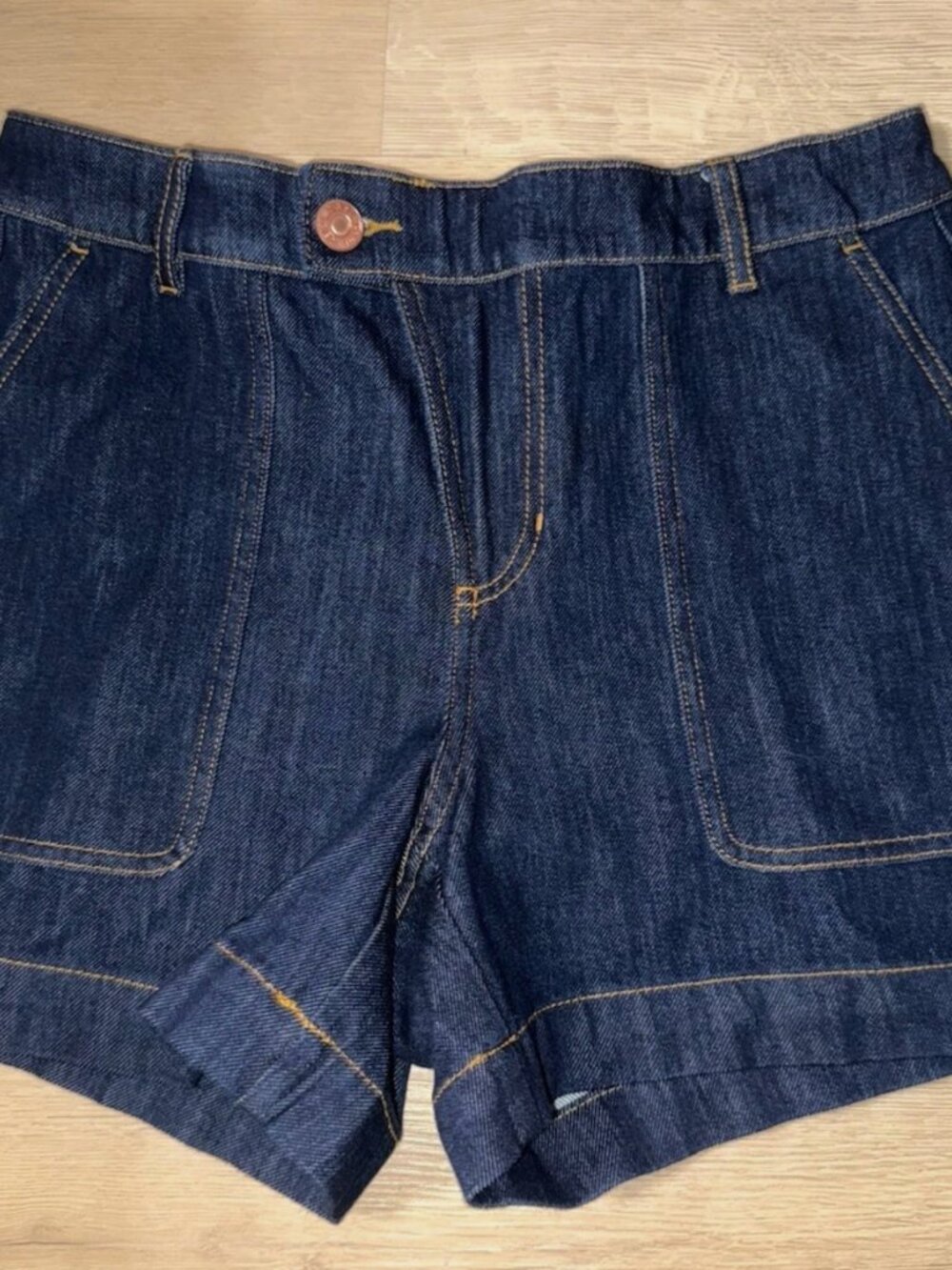 Cabi Tomboy Short #6637 Size 4 Dark Blue Denim Dark Wash Loose Baggy EUC